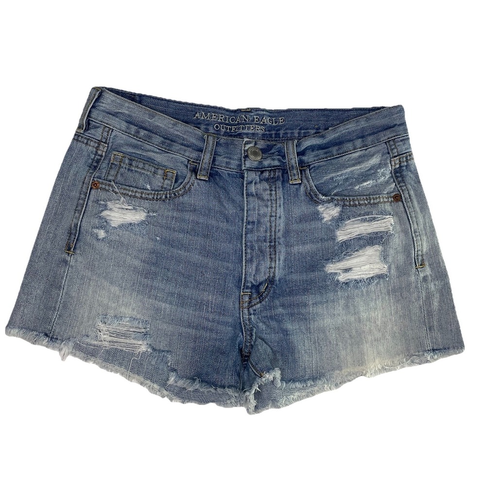 AE AMERICAN EAGLE Shorts Size 4 Cutoff Distressed Frayed Light Wash 100% Cotton